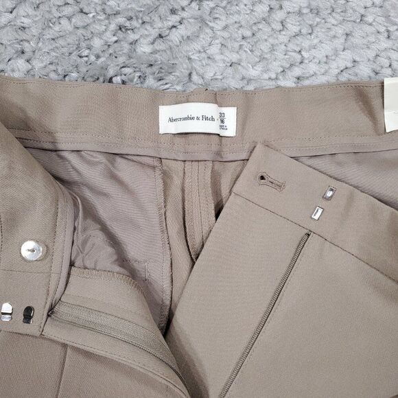 Abercrombie Ultra High Rise Wide Leg Pleated Front Pants Beige Tan Size 16 33 - Picture 4 of 7
